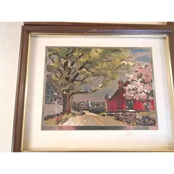 The‎ Seasons: Four Framed Phil Austin Foil Prints 50’s-60’s VTG ART Signed USA - Picture 6 of 14